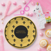 黒い（紋章の）フラ・ダ・リの金ゴールド背景 ペーパープレート (パーティー)