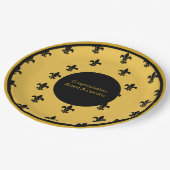 黒い（紋章の）フラ・ダ・リの金ゴールド背景 ペーパープレート (アングル)