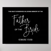 黒い『花嫁の父』追悼椅子 結婚式 ポスター (正面)