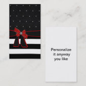 、黒い、赤い白い、弓ラインストーンの名刺 名刺 (正面/裏面)