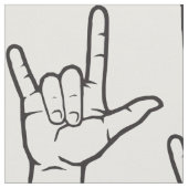 黒いASL I愛パターン（の模様が）あるな生地 ファブリック (クローズアップ)