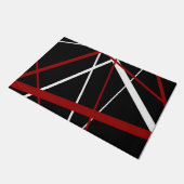 黒いBackgrounのCrissの十字の赤と白ライン ドアマット (アングル)