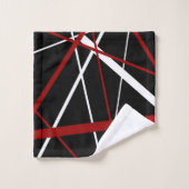 黒いBackgrounのCrissの十字の赤と白ライン バスタオルセット (ウォッシュタオル)