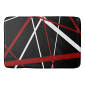 黒いBackgrounのCrissの十字の赤と白ライン バスマット (正面)