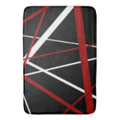 黒いBackgrounのCrissの十字の赤と白ライン バスマット (正面縦)