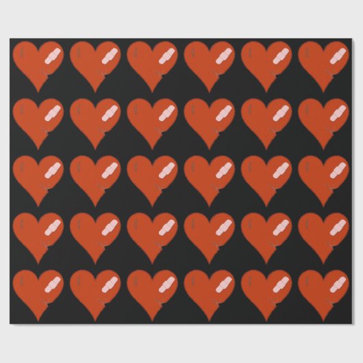 黒いBckgrndのけが人のずたずたに裂かれた擦り切れたなハート ラッピングペーパー (フラット)