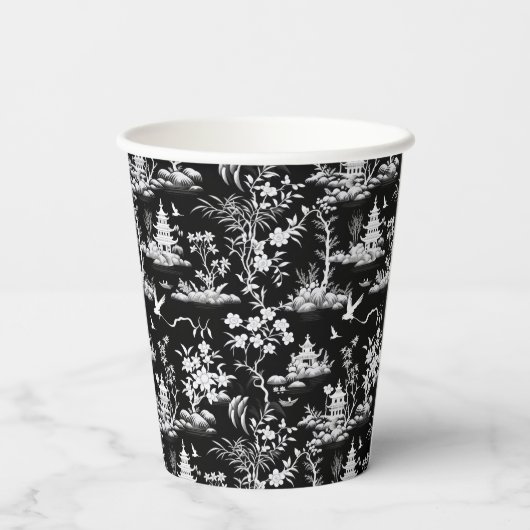 黒いChinoiserieとBowベビーシャワーパーソナライズされた 紙コップ (裏面)