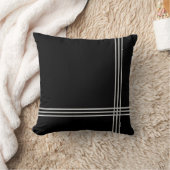 黒いDecoの白のストライプ クッション (ブランケット)
