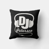 黒いDJ及び白はあなたの一流の枕を加えます クッション (裏面)