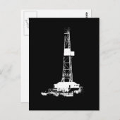 黒いDrilling Rigシルエットポストカードの白 ポストカード (正面/裏面)