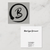 黒いensoの円のモノグラムの正方形の名刺 スクエア名刺 (正面/裏面)