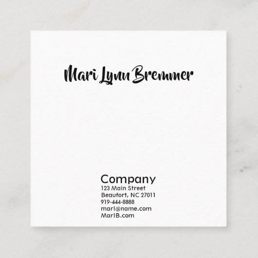 黒いensoの円のモノグラムの正方形の名刺 スクエア名刺 (裏面)