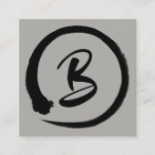 黒いensoの円のモノグラムの正方形の名刺 スクエア名刺 (正面)