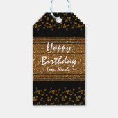 黒いFauxブラシ仕上げゴールドグリッターグラマーギフトタグ ギフトタグ (正面)