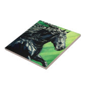 黒いFriesianの種馬の馬 タイル (側面)