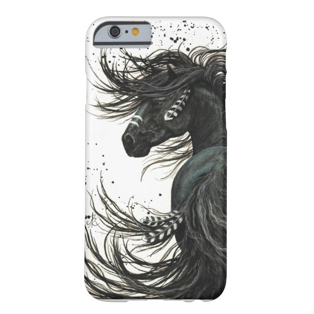 黒いFriesianの馬のiPhone6ケース Case-Mate iPhoneケース (裏面)