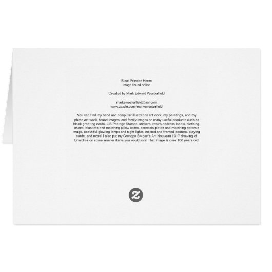 黒いFriesianの馬 (裏面横)