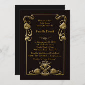 、黒いGatsbyの素晴らしいスタイル名誉を与えるブライダルシャワー 招待状 (正面/裏面)