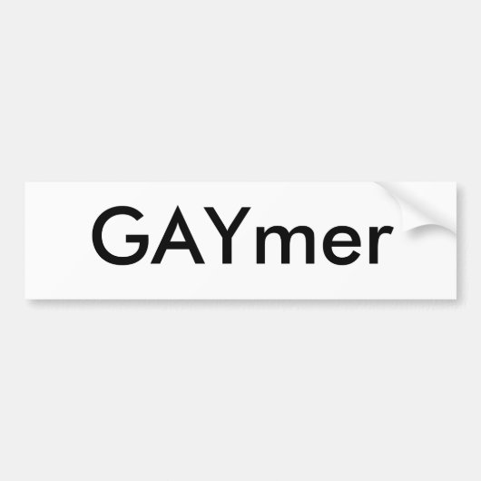 黒いGAYmerのラベルのステッカー バンパーステッカー (正面)