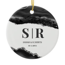 黒いGeode Agateカップルのモノグラムのクリスマス