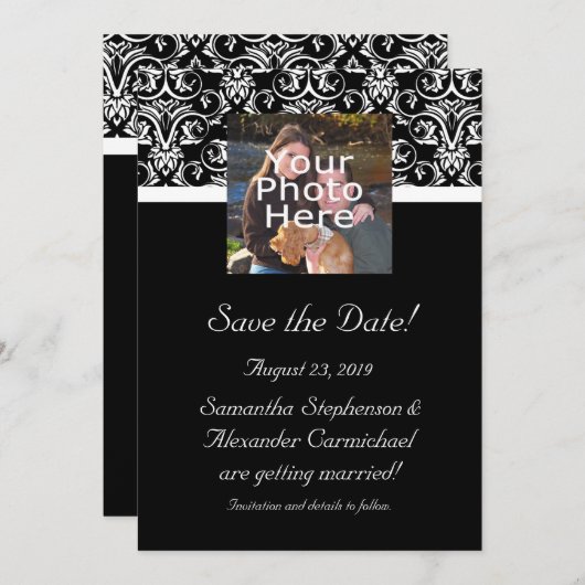 黒いGrand Insigniaモノグラム写真の保存日付 セーブザデート (正面/裏面)