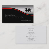 黒いHeraldicドラゴン、赤いswoosh、金属効果 名刺 (正面/裏面)