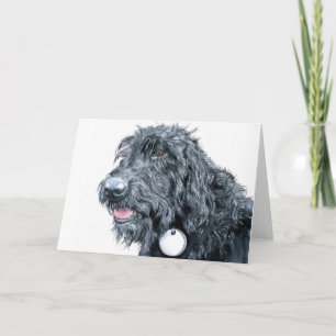 黒いLabradoodleの挨拶状 カード