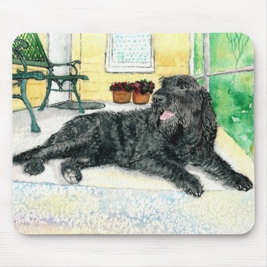 黒いLabradoodle マウスパッド (正面)
