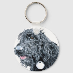 黒いLabradoodle Keychain キーホルダー