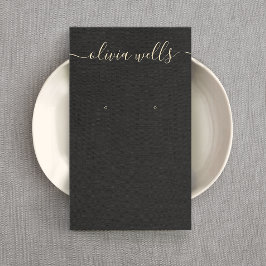 黒いLinenシグネチャースクリプトイヤリングディスプレイ 名刺