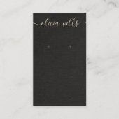 黒いLinenシグネチャースクリプトイヤリングディスプレイ 名刺 (正面)