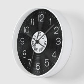黒いLPレコードアルバム 壁時計 (傾斜)