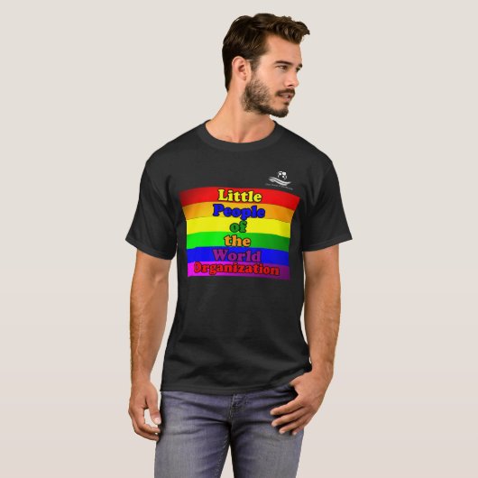 黒いLPOTWの虹の旗のワイシャツ Tシャツ (正面フル)