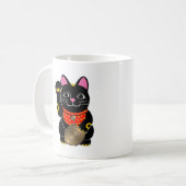 黒いManeki Neko コーヒーマグカップ (正面左)