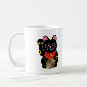 黒いManeki Neko コーヒーマグカップ (左)