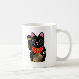 黒いManeki Neko コーヒーマグカップ