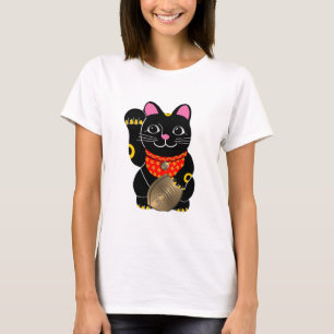 黒いManeki Neko Tシャツ