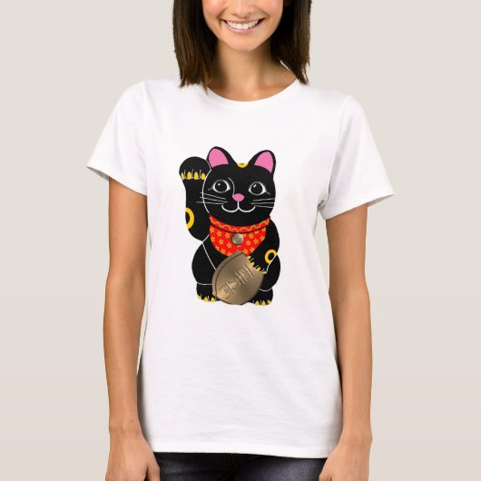 黒いManeki Neko Tシャツ (正面)