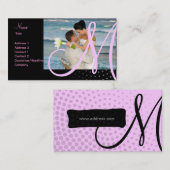 黒いminniemayモノグラムのハーフトーンのpincture+ピンク 名刺 (正面/裏面)