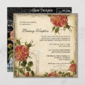 黒いnのクリーム色のヴィンテージのエッフェル塔のカップルのシャワー 招待状 (正面/裏面)