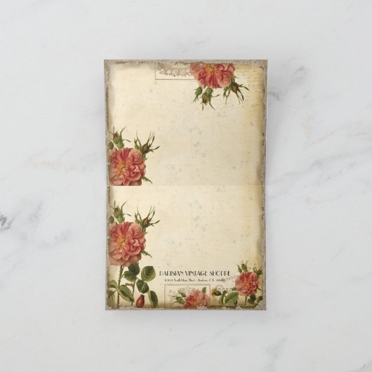 黒いnのクリーム色のヴィンテージのエッフェル塔はノート感謝していしています サンキューカード (内部)