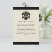 黒いnのクリーム色の（紋章の）フラ・ダ・リのダマスク織の結婚式 エンクロージャーカード (スタンド正面)