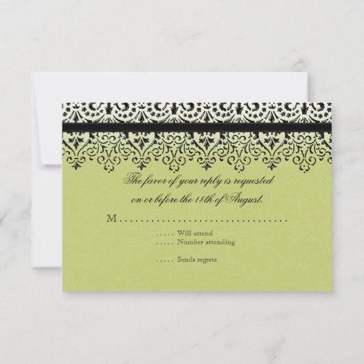 黒いnの白いレースの一見の銀第15キンセアニェラ 招待状 (裏面)