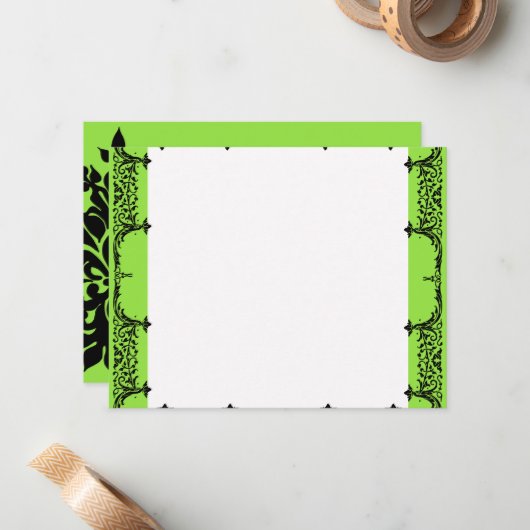 黒いnの白い(紋章の)フラ・ダ・リは注意します結婚式に感謝していしています ノートカード (正面/裏面インサイチュ)