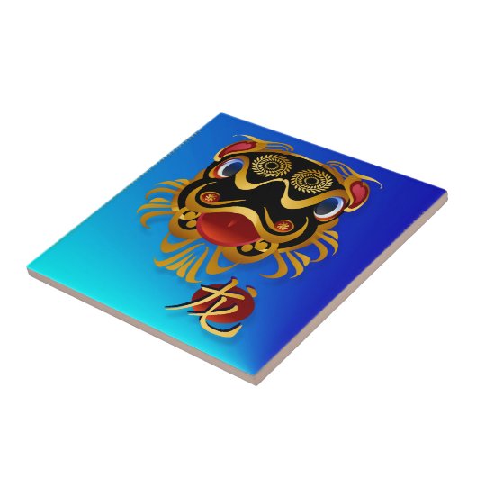 黒いnの金ゴールドの中国のなドラゴンの顔および記号のタイル タイル (側面)