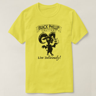 黒いPhillipのバターヤギのTシャツ-黄色 Tシャツ
