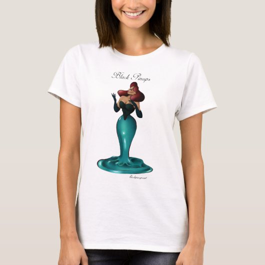 黒いPinups -魅力の女の子のワイシャツ Tシャツ (正面)