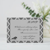 黒いRavenゴシック様式のフレーム応答カード 招待状 (スタンド正面)