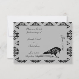 黒いRavenゴシック様式のフレーム結婚式の日付を保存 セーブザデート