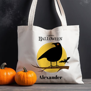 黒いRaven不気味キッズハロウィーントリックまたはトリート トートバッグ